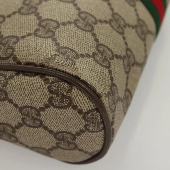 GUCCI GG Supreme Web Sherry Line Clutch Bag PVC Beige Red 75 01 012 Auth BA1881 - Picture 2 of 14